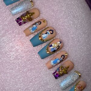Blue and Nude Princess Nail Set